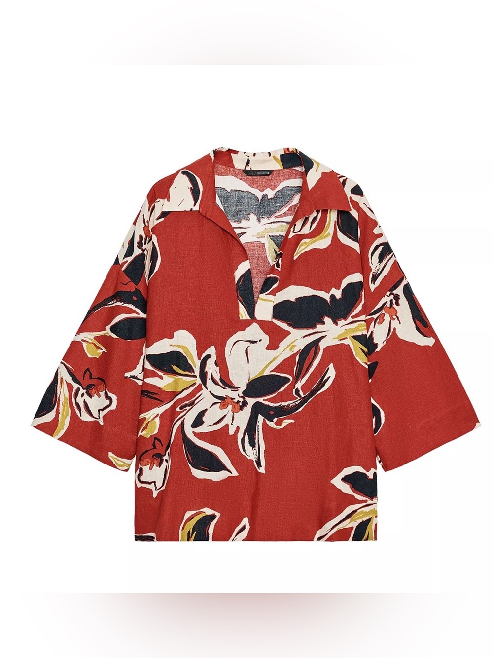 Zara Rust Red Floral Tunic Top